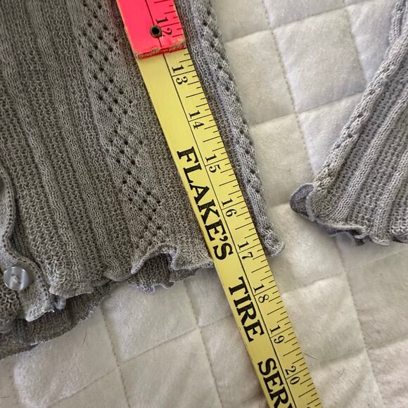 AEROPOSTALE Sweater Womens Medium Gray Cardigan Plunging V-Neck Fitted Retro Y2K - Picture 12 of 12
